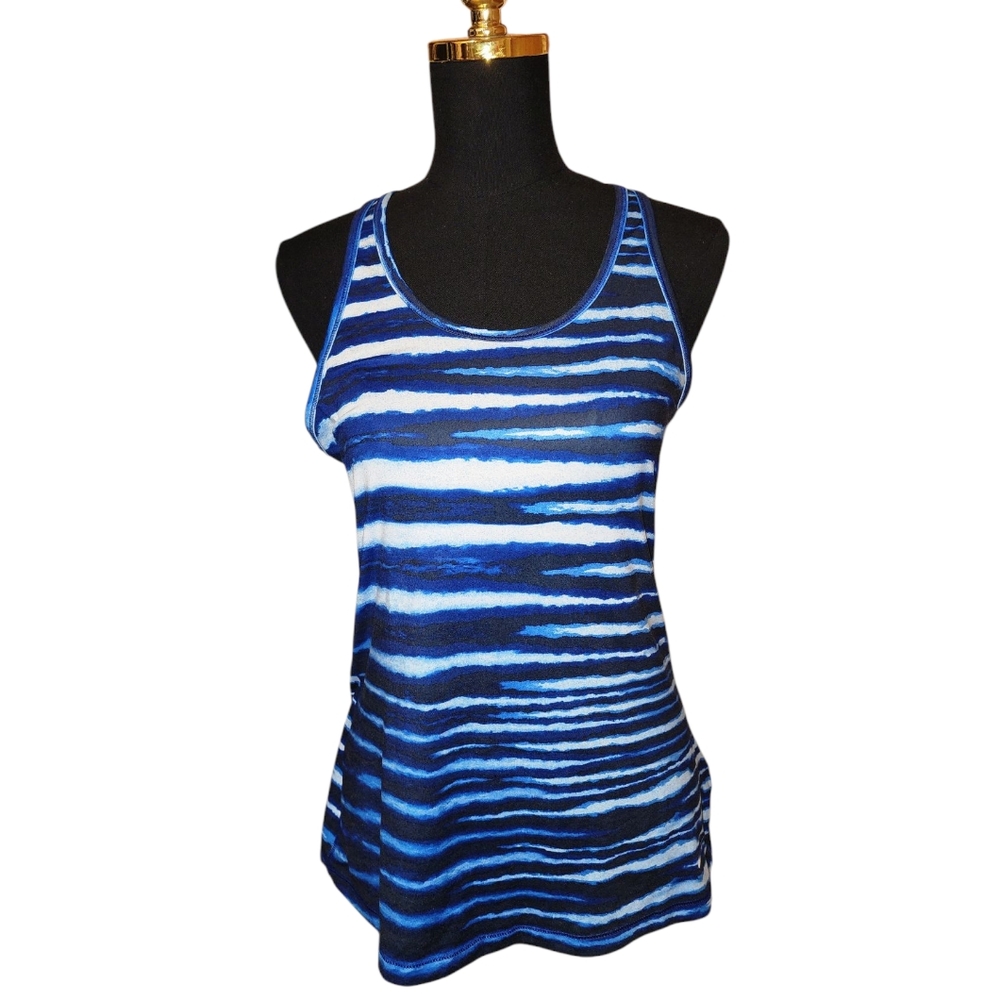 Nike Blue and White Fitted Tank Top